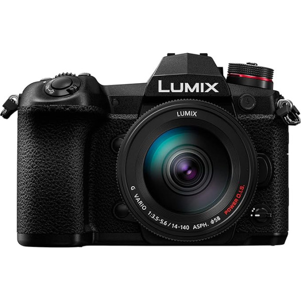 Panasonic Lumix G9H Hybrid Camera Expert + Lumix objektīvs 14-140 mm (4/3 20 MP sensors, dubultā statīvs, OLED skatu meklētājs, 4K60p, AFC 20 kadru sekundē, Tropicalised) Black - franču versija