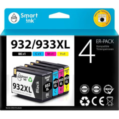 Smart Ink saderīgas printeru kasetnes, lai aizstātu HP 932 XL 933 XL 932XL 933XL 4 multipakas (melni zilganzaļgani dzeltenas) lielākas ietilpības kasetnes HP Officejet 6600 6700 7612 7510 7110 6100 7610