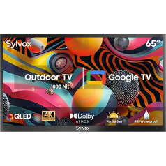 SYLVOX āra televizors 4K QLED TV Smart Google TV 65 collu Dolby Atmos 1000 nits HDR10 IP55 Ūdensizturīgs Google Assistant Chromecast Google Play Trīskāršs uztvērējs Deck Pro QLED 2.0