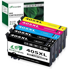 Greenjob 405XL multipakete Epson 405 XL printeru kasetnēm, kas saderīgas ar Epson Workforce Pro WF-3820 WF-3825 WF-4820 WF-4825 WF-4830 WF-7830 WF-7830 WF-7835 WF-7840 (2 melnas, 1 ciāns, 1 magenta, 1 dzeltena)