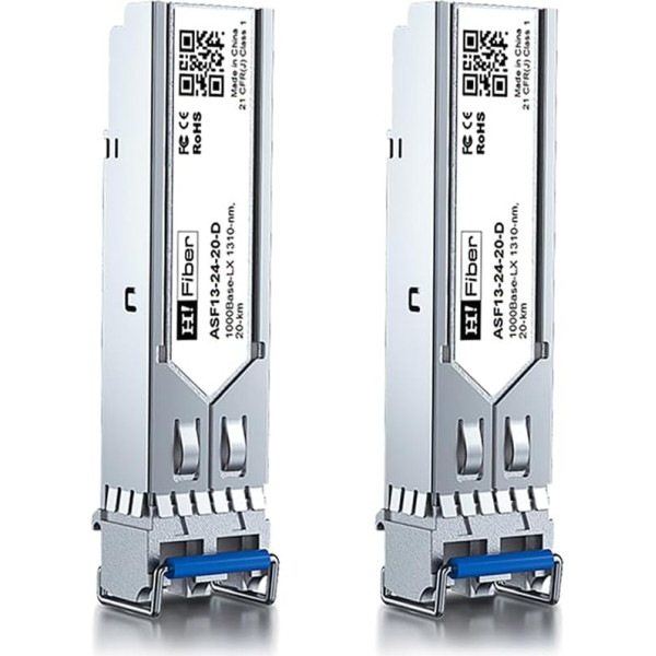 H!Fiber 1G SFP vienmodis modulis, 1000Base-LX LC siųstuvas, dvigubas LC prievadas (20 km, 1310 nm), suderinamas su 