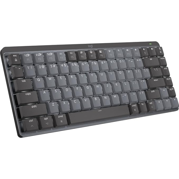 Logitech MX Mechanical Mini priekš Mac, bezvadu tastatūra ar apgaismojumu, plakaniem taustiņiem, taktiliem klusiem taustiņiem, fona apgaismojumu, Bluetooth, USB-C, Apple, iPad, franču AZERTY - kosmosa pelēka