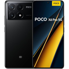 Poco X6 Pro 5G viedtālrunis, 8 + 256 GB mobilais tālrunis bez līguma, 120 Hz 6,67 collu 1,5 K AMOLED displejs, 64 MP OIS trīskāršā kamera, 5000 mAh, 67 W Turbo uzlāde, Dual SIM, melns