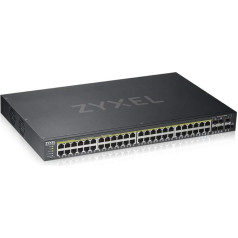 Zyxel Nebula Gigabit Ethernet Smart-Managed PoE+ komutatorius su 48 prievadais, 375 W biudžeto lėšomis, keliais Gigabit-Combo prievadais ir dviem SFP prievadais bei hibridiniu debesijos moduliu, garantija visam laikui [GS1920-48HPv2]