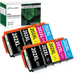 Greenjob 202XL drukas kasetnes Epson 202 XL Multipack saderīgas ar Epson Expression Premium XP-6000 XP-6000 XP-6005 XP-6100 XP-6105 XP6000 XP6005 XP6100 XP6105 (10 iepakojumu)