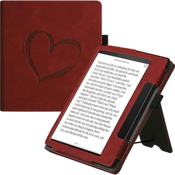 kwmobile Flip Case saderīgs ar Amazon Kindle Oasis 10th Generation - Heart Brush Dark Red