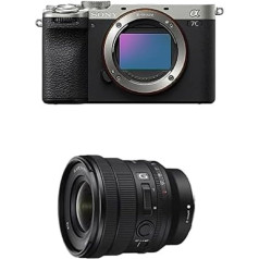 Sony Alpha 7C II bezspoguļa pilna kadra kamera (kompakta, 33 MP, reāllaika autofokuss, 10 BPS, 4K video, noliektais LCD skārienjūtīgais ekrāns), sudraba + SELP1635G