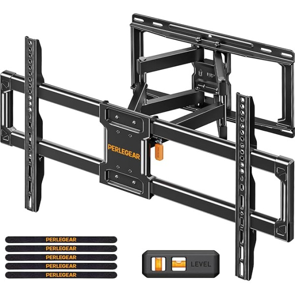 Perlegear PGLF12-E TV Wall Mount for 37-84 Inch TVs up to 50 kg, TV Swivelling Tool-Free Tilting, Bracket for Flat/Curved TV Max. VESA 600 x 400 mm