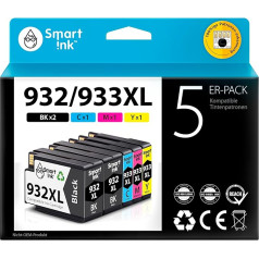 Smart Ink saderīgas printeru kasetnes, lai aizstātu HP 932 XL 933 XL 932XL 933XL 5 multipakas (2 melnas un zilganā un dzeltenā krāsā dzeltenas) lielākas ietilpības kasetnes Officejet 6600 6700 7612 7510 7110 6100 7610