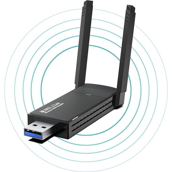 1800 Mbit/s WiFi 6 WLAN Stick, ZVO USB 3.0 WLAN adapteris ar divām antenām, 1201Mbps 5GHz + 574Mbps 2.4GHz, bezvadu tīkla adapteris galddatoram/galda datoram/galda datoram/Laptop, Windows 11/10