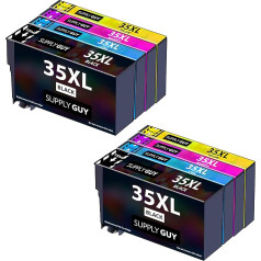 Supply Guy 8 printeru kasetnes, kas saderīgas ar Epson 35XL / 35 XL Multipack, kas piemērotas WF-4700 WF-4720dwf WF-4720dwf WF-4725dtwf WF-4730dtwf WF-4730dtwf WF-4735dtwf WF-4740dtwf WF-4740dtwf