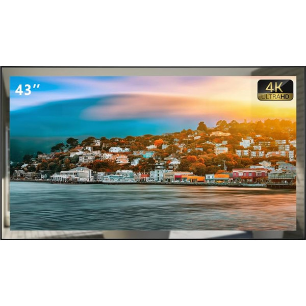 Soulaca 43 collu 4K UHD Smart TV vannas istabai, digitālais/analogais uztvērējs, spoguļpanelis, Magic tālvadības pults, ūdensizturīgs, Netflix, integrēts skaļrunis, 2024 modelis, SS550U22-430E029