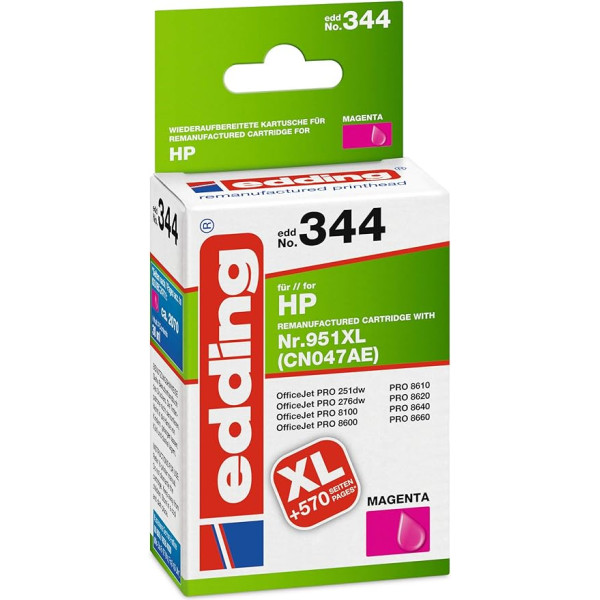 EDD-344 rašalo kasetė - viena kasetė - purpurinė - 30 ml - 2295 puslapių - pakeičia HP 951XL (CN047AE)