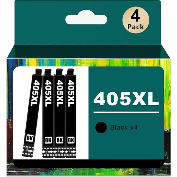 405XL saderīgas ar Epson 405XL printeru kasetnēm Workforce Pro WF-4820 WF-4830 WF-3820 WF-3825 WF-4825 WF-3825 WF-3825 WF-4825 WF-7840 WF-7830 printeriem (melnas, 4 eksemplāru iepakojumā)