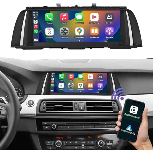 Road Top 10,25 collu auto radio ar skārienjūtīgo ekrānu, bezvadu CarPlay Android automašīnai BMW 5 sērijas F10/F11 2010-2012 gadam ar CIC sistēmu, auto stereo multimediju radio uztvērējs