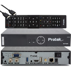 Protek X2 Twin SAT 4K - UHD HDR 2X DVB-S2 Twin uztvērējs, OpenATV E2 Linux uztvērējs, Smart TV Box, YouTube, ierakstīšanas funkcija, karšu lasītājs, multivides atskaņotājs, USB 3.0, iekļauts WiFi un EasyMouse HDMI kabelis