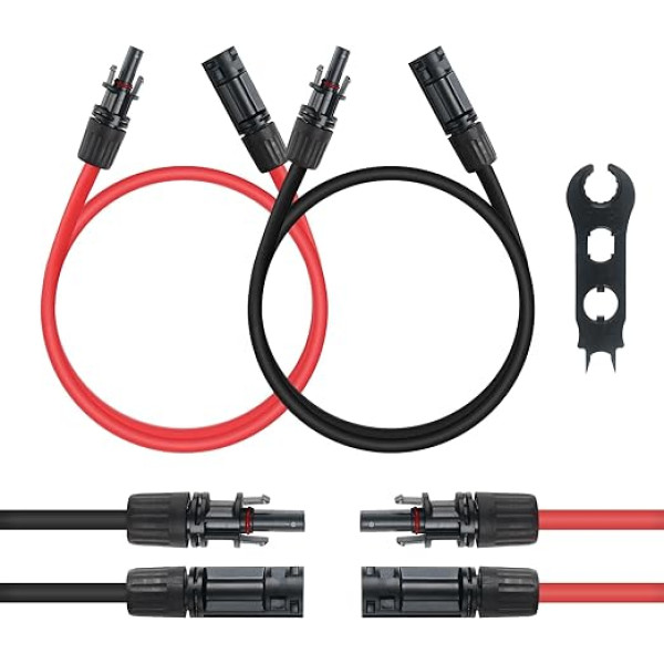 Solārais kabelis, 6 mm² solārais pagarinātājs ar atslēgu, pagarinātājs saules modulim, PV kabelis, pagarinātājs, balkona elektrostacija (3 m)