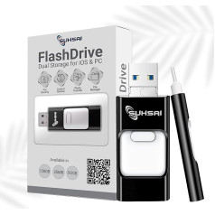 Suhsai 256 GB USB Stick USB 3.0 Flash Drive, High Speed Pendrive, 4 in 1 Multifunctional USB Flash Drive, Portable USB Stick, Photo Stick, External Memory for iPhone, iPad, Android, Tablet (Black)