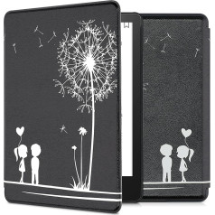 kwmobile Klapphülle kompatibel mit Amazon Kindle Paperwhite 11. Generation 2021 Hülle - eReader Case - Pusteblume Love Weiß Schwarz