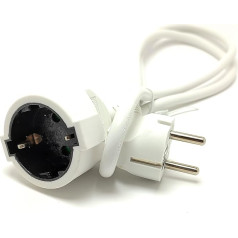 1m 3680W 16A 230V 3 x 1.5mm H05VV-F.BL Extension Cable White