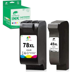 COLORETTO 45XL 78XL spausdintuvo kasetės, skirtos HP 45XL 78XL DeskJet 952C 959C 960C/CSE/CXI 970CSE/CX/CXI 980C/CXI PhotoSmart 1000 1100 1100 1215 Atnaujinta kasetė (1 juoda 1 spalvota)