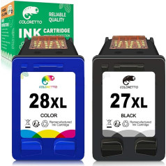 COLORETTO Ink Cartridge Replacement for HP 27XL 28XL 27 28XL (1 Black, 1 Colour) for Deskjet 3320 3325 3420 3520V 3550 3650 Officejet 4215 Pro 3610 PSC 1210 1310 1315 Set of 2