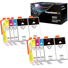 FreedomInk 10 920XL saderīgas kasetnes HP 920 XL kasetnes HP Officejet 6500 A 6500 7500A 7500 E910 6000 7000 6500A printeriem (4 melnas, 2 zilas, 2 sārtas, 2 dzeltenas, 2 dzeltenas)