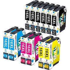 JTM 16XL 16 multipakas daudzpakešu printeru kasetnes, kas saderīgas ar Epson 16XL Epson WF 2630 kasetnēm, kas paredzētas WF-2760 WF-2750 WF-2660 WF-2650 WF-2540 WF-2530 WF-2510 WF-2010 (12 iepakojumu)