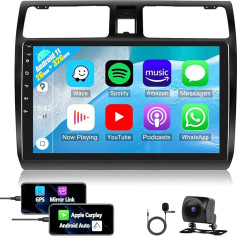 CAMECHO Android 12 auto radio priekš Suzuki Swift (2003-2010), Carplay Android auto spoguļsaite bezvadu, 10,1 collu ekrāns, 2 DIN auto radio ar satelītnavigāciju, Bluetooth, WiFi, RDS SWC + atpakaļgaitas kamera