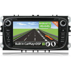 YUNTX Android 12 autoradio piemērots Ford Mondeo/S-max/Focus/C-max/Connect - [4G+64G] - Bezmaksas aizmugurējā kamera - GPS 2 DIN - Atbalsta DVD/DAB+ / stūres vadības ierīci / WiFi / Bluetooth / Carplay