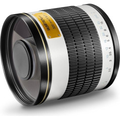 Walimex Pro 500mm 1:6,3 CSC Spiegel-Teleobjektiv für Micro Four Thirds Objektivbajonett weiß (manuālais fokuss, paredzēts Vollformat sensoram, filtra izmērs 34 mm)