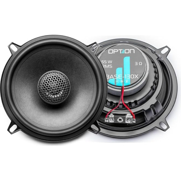 Option BASE-130X - 2-kanālu 13 cm koaksiālo skaļruņu sistēma - 3 Ohm, 86 dB, 55 W RMS - 1 auto skaļruņu pāris