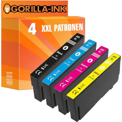 Gorilla-Ink 4 x XXL tintes kasetnes, kas saderīgas ar Epson 405XL, piemērotas Epson Workforce EC-C 7000 Pro WF-3820 DWF Pro WF-3825 DWF Pro WF-3830 DWTF Pro WF-4820 DWF Pro WF-4825 DWF Pro WF-4830 DTWf.