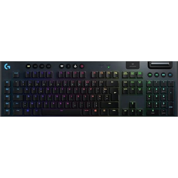 Logitech G915 LIGHT SPEED bezvadu mehāniskā spēļu klaviatūra, reljefa GL pogu slēdzis ar zemu profilu, franču AZERTY izkārtojums - Carbon