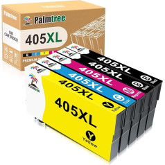 Palmtree saderīgas tintes kasetnes Epson 405XL tintes kasetnes Epson Workforce Pro WF-3820DWF WF-3825DWF WF-4830DTWF WF-4820DWF WF-4825DWF Workforce WF-7840DTWF WF-7830DTWF WF-7835DTWF (B/M/C/Y)