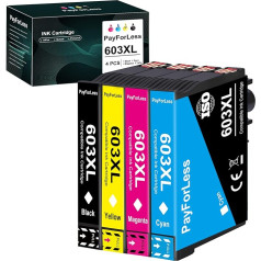 PayForLess 603XL tintes kasetnes Epson 603 603 XL printeru kasetnes Epson Expression Home XP 3100 printeru kasetnes XP 2100 XP 2105 XP 3105 XP 4105 WF 2830 WF 2810 WF 2810 WF 2835 WF2835 WF2 WF2 850 4 iepakojumi