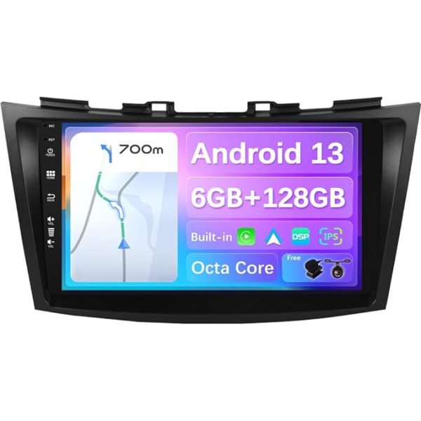 BXLIYER - 6G+128G - Android 13 IPS auto radio piemērots Suzuki Swift/Ertiga (2011-2017) - Bezvadu CarPlay/Android Car/DSP - Kamera un mikrofons - 9 collu 2 DIN - DAB stūres vadības stūres rats Fast Boot 360 kamera