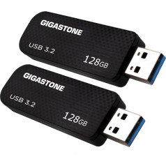 Gigastone Z30 128GB 2 Pack USB 3.2 Gen1 Flash Drive Capless Retractable Design Carbon Fiber Style Reliable Performance and Durable USB 2.0/USB 3.0/USB 3.1 Interface Compatible