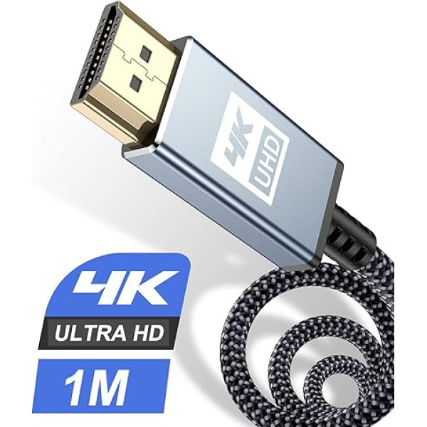 sweguard 4K HDMI cable 4K @ 60Hz 18 Gbps High Speed HDMI 2.0 Nylon Braided Cable Gold-Plated Connectors with Ethernet Audio Return Channel Compatible with Video 4K UHD 2160p HD 1080p