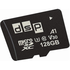 DSP 128 GB MicroSDXC atmiņas karte ar SD adapteri viedtālrunim, dronam, rīcības kamerai, planšetdatoram un kamerai (līdz 100 MB/s, A1, UHS-I, V30, U3, 10. klase)