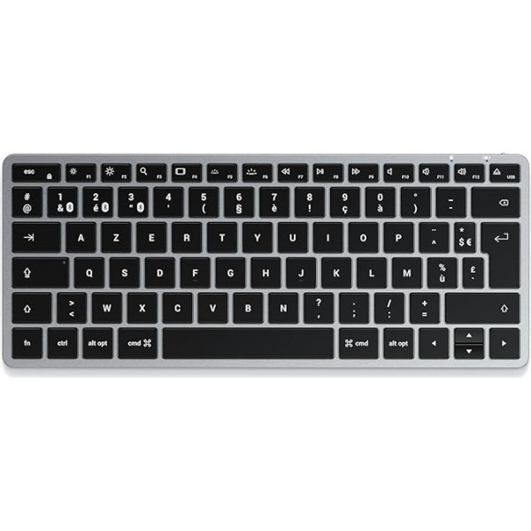 SATECHI Slim X1 bezvadu Bluetooth tastatūra ar aizmugurējo apgaismojumu - izgaismoti taustiņi un vairāku ierīču sinhronizācija - M2/M1 MacBook Pro/Air, M2/M1 iPad Pro/Air (izkārtojums: franču)