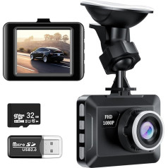 1080P Dash Cam Car Front, автомобильная камера с 32GB SD картой, автомобильная камера с мониторингом парковки, обнаружение движения, ночное видение, G-сен