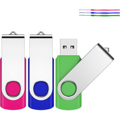 2GB 3 gab USB zibatmiņas disks 2.0 rotējošs zibatmiņas datu glabāšanas USB zibatmiņas disks ar virvi (daudzkrāsains) 8G 3 krāsas