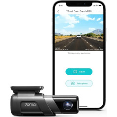 70mai True 2.7K 1944P Dash Cam M500, eMMC 32GB atmiņa, spēcīga nakts redzamība ar HDR, 170° skata leņķis, 24 stundu autostāvvietas uzraudzība, īslaicīga ierakstīšana, iebūvēts GPS, ADAS, lietotnes vadība