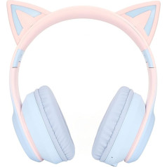 Bluetooth Cat Ears bezvadu salokāmās spēļu austiņas ar LED gaismu (zilas)