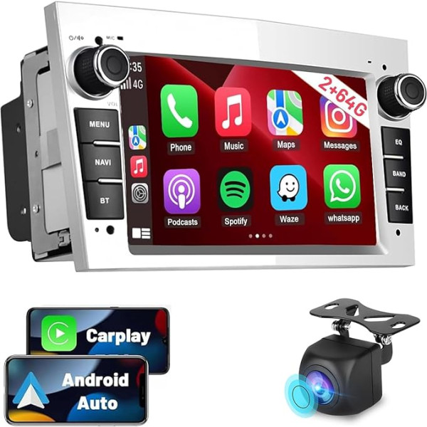 Hikity 2+64GB Android 13 Auto Radio 2 DIN Opel Corsa Astra Antara Vectra ar bezvadu Apple Carplay 7 collu skārienjūtīgais ekrāns Bluetooth ar navigāciju HiFi WiFi SWC Android Auto FM RDS Radio atpakaļgaitā