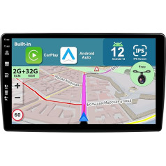 BXLIYER Android 12 IPS auto radio piemērots Jeep/Dodge/Chrysler - Iebūvēts CarPlay Android Car - Bezmaksas atpakaļgaitas kamera - 2G + 32G - 10,1 collu 2 DIN - DSP DAB stūres vadības WiFi Fast Boot