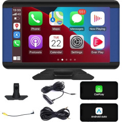 Bezvadu pārnēsājamais auto radio ar Apple Carplay, 7 collu Carplay ekrāns, bezvadu Android auto ekrāns, ar Mirror Link/balsa vadību/Bluetooth/FM/Navigācija/Auto Connect visiem transportlīdzekļiem