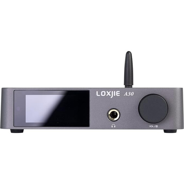 LOXJIE A30 Desktop-Stereo-HiFi-Leistungsverstärker und Kopfhörörerverstärker,ES9023-Chip,Infineon MA12070-Chip-Klasse-D-Verstärker,USB/optisch/koaxial/Cinch/Bluetooth 5.0Eingang mit Fernbedienung (Grau)