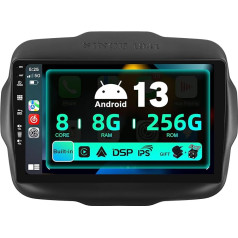 SXAUTO ¦ 8G+256G ¦ Android 12 IPS auto radio Jeep Renegade (2015-2018) - Iebūvēts Carplay/Android Car/DSP - LED kamera + MIC - DAB stūres vadības stūres vadība Fast Boot 360-CAM WiFi - 2 DIN 10,1 collu